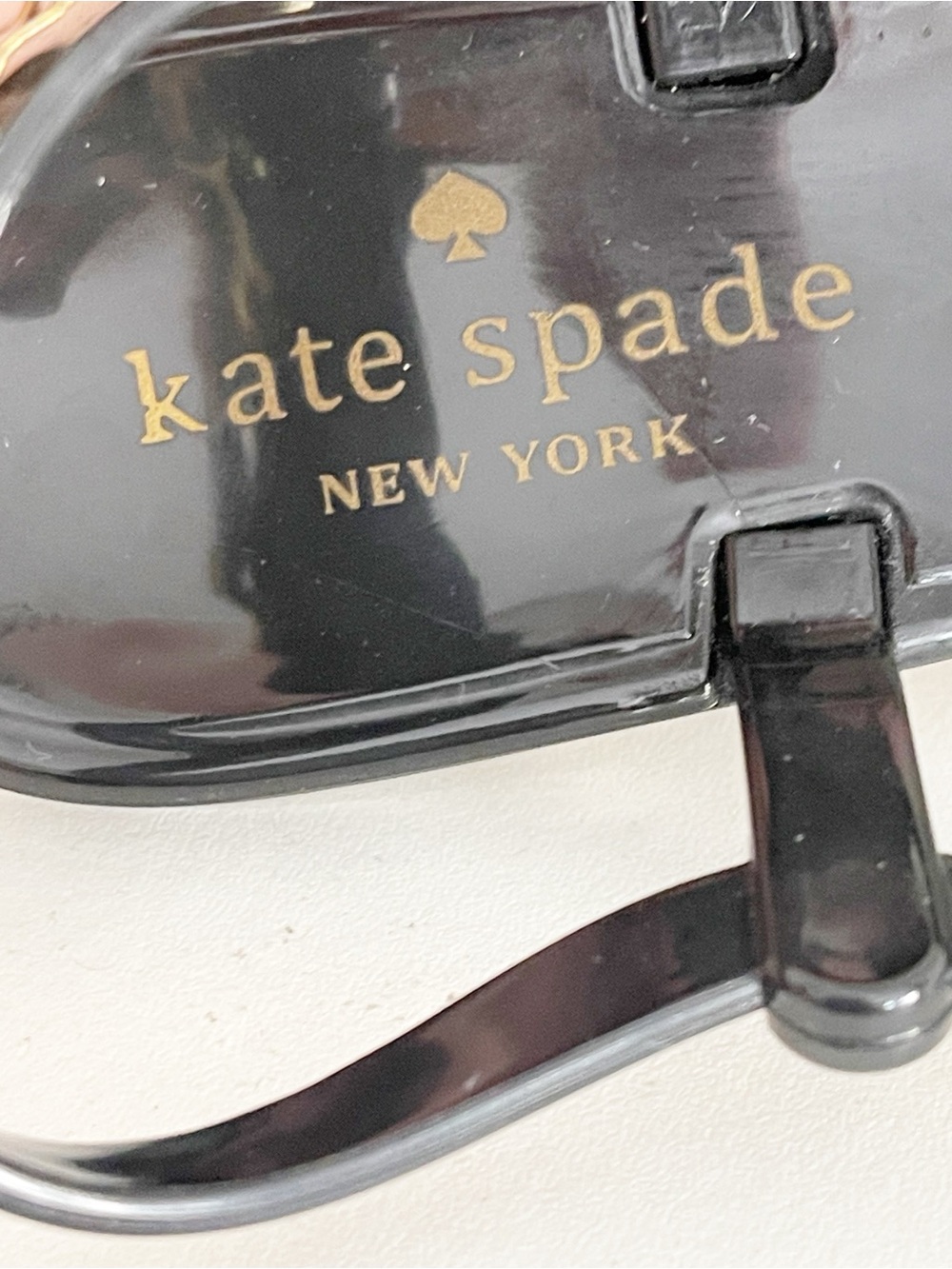 Kate Spade New York black jeweled T-strap jelly sandals with crystals and bow - Picture 3 of 10